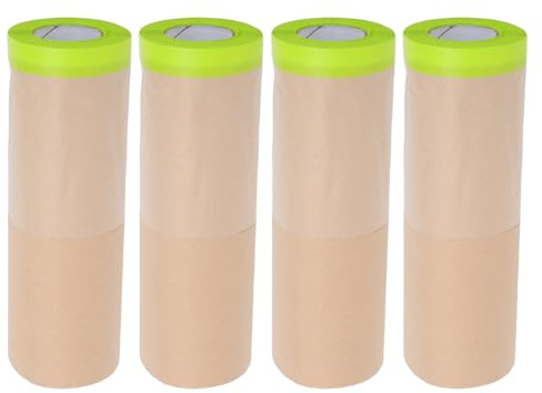 SOESFOUFU 4 Piezas de Papel de Enmascarar para Pintar Coches: 12 M de Película de Enmascarar de Papel Kraft, Lámina Protectora a Prueba de Polvo para Muebles Y Suelos de Coches.