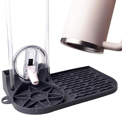 XXunivsun Abtropfgestell für Stanley Cup, stabil und langlebig, Silikonmatte für Stanley Zubehör, rutschfest und leicht zu reinigen, platzsparend und vielseitig(Grau-1 Pack)