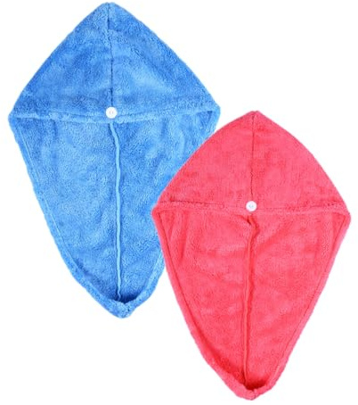 Gogogmee Set 2 Pezzi Asciugamani Chioma in Coral Fleece Turbante Super Assorbente e Asciugatura Rapida, Confortevole su Chioma e Pelle, per Palestra e Bagno