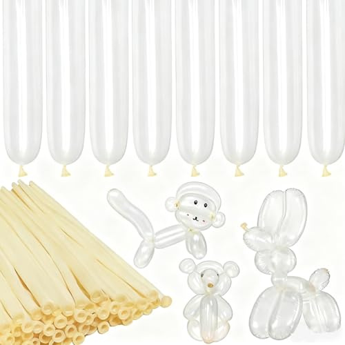 100pcs 260q g Skinny Balloons, Long Balloonsclear, Modelling Balloon, Twisting Animal Long Magic Latex Balloon for Balloon Arch Birthday Wedding Christmas Festival Party