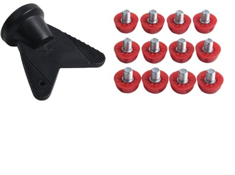 Jonikuper Fußballschuh-Nieten, Ersatzspikes, 7 mm und 10 mm, Kunststoff, Fußball-Stollen mit Schraubenschlüssel für Herren-Fußballschuhe, 12 Stück, grün und rot (rot, 7 mm + 10 mm)