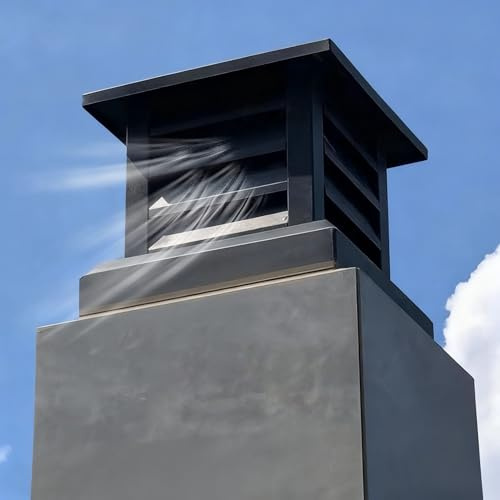 Chimney Cowl Factory Vent Chimney Cap for Outside, Fireplace Flue Chimney Cover, Roof Rain Guard on Existing Flue Tile, Metal Chimney Exhaust Cap(450x450mm(17.7x17.7in))