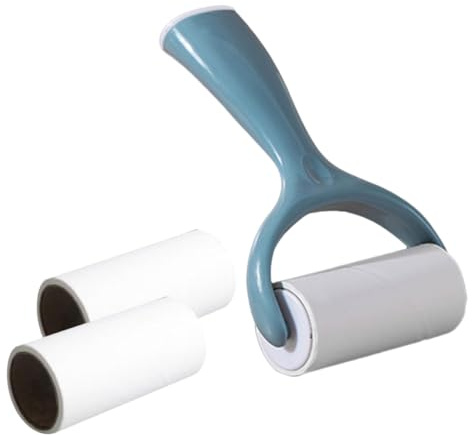 Gatuida Lint Roller for Clothes and Pets, 4pcs Set with Blue Handle and 3 Detachable Sticky Paper Rolls, Solid Hair Remover Brush for Pet Hair and Dust Removal