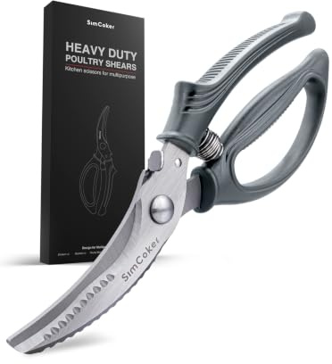 Graphite Gray Poultry Shears for Chicken, Meat and Bone | 3Cr14 blades with anti-slip ABS handles, built-in spring and safety lock for home and kitchen use