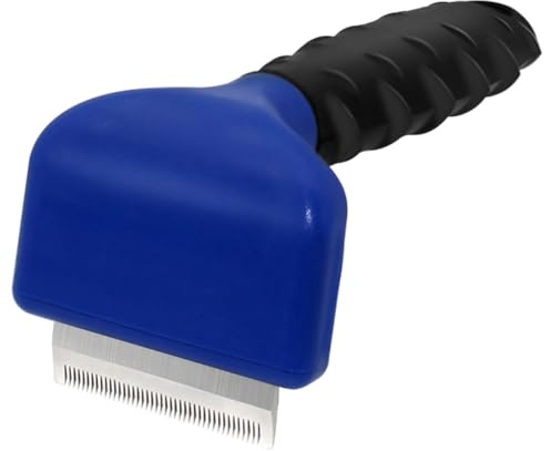 QUMIIRITY Cepillo para Mascotas Profesional de Acero Inoxidable Mango Ergonómico, Peine Deslanador para Perros y Gatos, Herramienta para Eliminación de Pelo Muerto y Aseo Diario