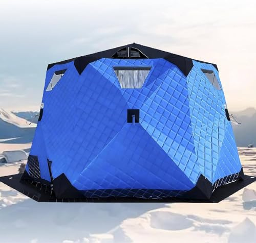 Pop-up isfiskeskydd, isolerat vintertält med avtagbara fönster och ventilation, säten 5-6 personer för camping och fiske