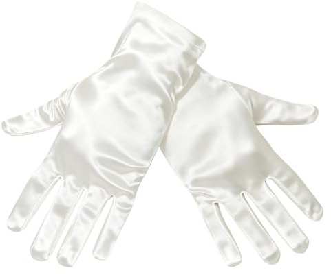 TECDW 1 Paire de Gants Courts en Satin pour Femmes,Gant de Soirée Doux et Élastique,Gants Pour Femmes Pour Mariage,Soirée,Banquet,Cosplay Halloween.(Beige)