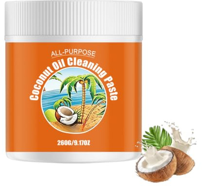 Pâte de nettoyage multi-usages à l'huile de coco pour la cuisine, pâte nettoyante de graisse, dissolvant de taches d'huile, pâte dégraissante haute performance pour ustensiles de cuisine, fond de