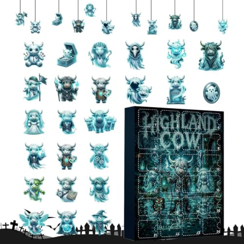 Halloween Nedräkningskalender 2D Akryl Festival Spökliga Ko-Figurer | 24-Dagars Tecknade Adventskalender Passar För Barn, Och Firande, Festivaler, Familj, , Fester Och