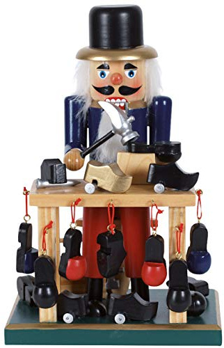OBC-Kunsthandwerk Nussknacker Kunsthandwerks-Stil Schuhmacher mit Tisch Mehrfarbig / 24 cm/weihnachtlicher Nussknacker/handbemalte Deko Figur aus Holz/weihnachtlich dekorieren