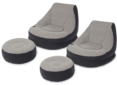 Intex Ultra Lounge-Sessel mit Getränkehalter und Polsterhocker-Set, aufblasbar, 2 Stück