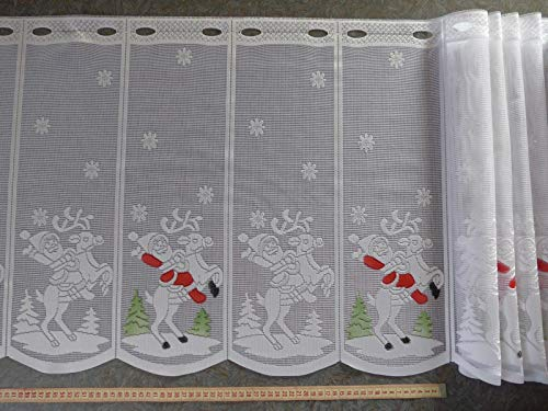 Gardinen Röttger Scheibengardinenstoff Rentier Nikolaus Tannenbaum 50cm hoch