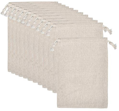 calary 5x6.9 Inch Double Canvas Drawstring Bag Cotton Pouch Gift Sachet Bags Muslin Bag Reusable Tea Bag (25pcs)