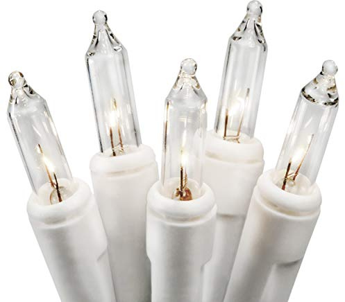 612 Vermont Clear 35 Count Christmas String Lights on White Wire Cord, UL Approved for Indoor Use Only, Total Length 7.5 Foot, Lighted Length 6.1 Foot