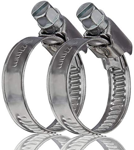 GARSIDURO Schlauchschellen Edelstahl, 16-27mm [2 Stück] W5 DIN 3017 | Rostfreie Schlauchklemmen aus V4A Edelstahl für Waschmaschine, Pool, Gartenschlauch Schelle mit hoher Bandzugkraft