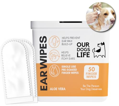 Dog Ear Wipes | Soft, Quick & Easy Ear Wipes For Dogs | Remove Wax, Dirt & Stop Smelly, Itchy Dog Ears | 50 Soothing Aloe Vera Dog Ear Cleaning Finger Wipes!