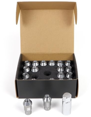 OMP SPEED Set 20 Radmuttern mit M12X1.25 Metrisch 19 Langer Gewindeschlüssel aus 40MM Grau Aluminium Farbe 7075