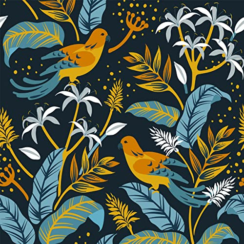 Carta da Parati con Fiori e Uccelli, Wanweitong Piante Floreali Tropicali Carta da Parati per La Decorazione Della Parete Della Sala Studio Dell'ufficio di Casa (40x300 cm, Fiori e Uccelli)