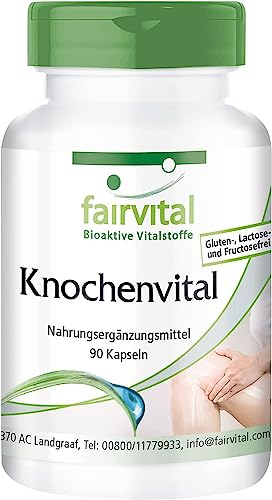 Fairvital | Knochenvital Komplex - 90 Kapseln - mit Vitamin D3 & K2, Calcium, Magnesium, Vitamin C, Zink, Kupfer, Mangan, Chrom uvm. - qualitätsgeprüft und hochdosiert - 100% vegan - Made in Germany