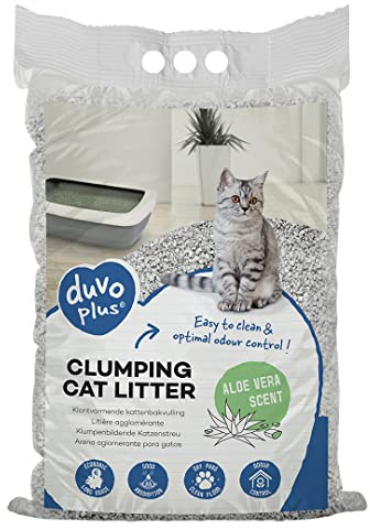 Klumpendes Katzenstreu mit Aloe Vera, 12 kg, absorbiert schnell, 100% Bentonit, EIN sehr feines und natürliches Granulat, 99,5% staubfrei, für saubere Pfoten, neutralisiert schlechte Gerüche