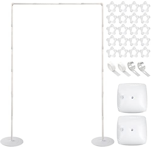 Pllieay 6.5 Feet Balloon Arch Stand with Balloon Base, 2 Set 78.7 Inch Balloon Column Stand Kit with Base, Water Bags andGlue Point, Balloon Tower for Wedding, Birthday and Party Decoration