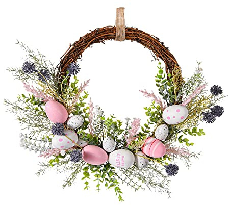perfk di Pasqua Artificiale con Ghirlanda di Fiori di Seta da Appendere alla Parete per la Porta d'ingresso, Pasqua, casa, Primavera, Stile a