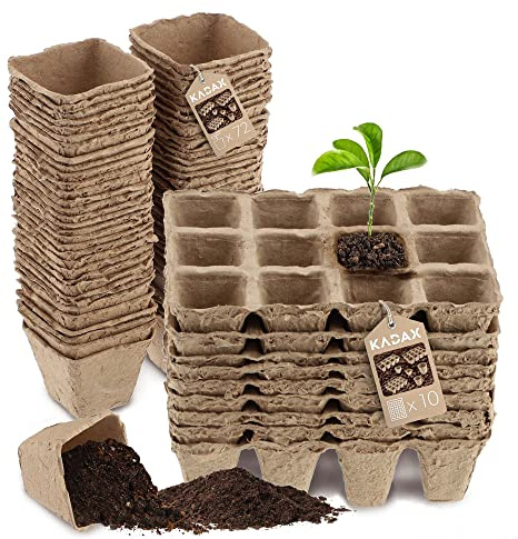 KADAX Macetas de turba, macetas de Cultivo, macetas degradables, Placas de Cultivo de plántulas, Maceta biológica, Maceta de Cultivo, ollas de Papel, macetas (82, 72 Cuadrados + 10 rectangulares)