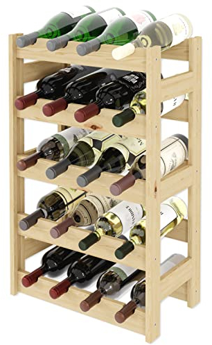 Lenmar Casier à Vin Range Bouteilles Horizontal, Serie RW-1, Étagère à Vin en Bois Naturel, Couchages, pour 12-91 Bouteilles Vin, Casier Cave Etagères Porte-Bouteilles (RW-1-20, 70 x 43 x 25)
