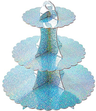 Soleebee Soporte para tartas de cartón 3 niveles, torre de postres, cupcakes, magdalenas, suministros para fiestas de cumpleaños, bodas, eventos