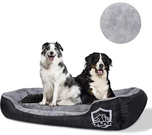 Zvonema Hundebett, Hundekissen, Hundebett Grosse Hunde, erhöhte Ränder, rutschfeste Unterseite, waschbar,Flauschig Hundekorb, Weich& Bequem, für große Mittelgroße Hunde (95 x 75 x 18cm)