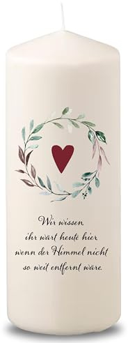 Villa Rosa Lotta – Trauerkerze Grabkerze Ilse mit Spruch I 15 cm hoch & 6 cm Durchmesser | Andenken an Verstorbene I Trauergeschenk, Grablicht, Grabschmuck | Sternenkinder Andenken Trauer