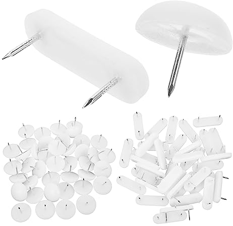 DOITOOL 100 Stück Möbelbein Nägel Nagel Pads Bodenschutz Für Stuhl Und Tischbeine rutschfest Langlebig 29mm Nylon Halbrund 50 x 15 x 6mm Doppel Nägel Geeignet Für Holztische Fliesen Und Laminatböden