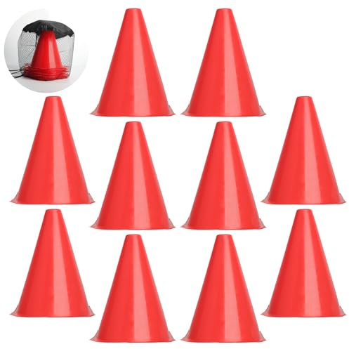 ktxaby 10Pcs Training Cones for Football, 18cm Football Cones, Traffic Marker Cones Activity Cones for Kids, Soccer, Football, Games, Sports, Dog Training (Red)