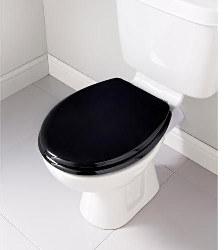 Wooden Toilet Seat - Black - Toilet Seat with Quick Release for Easy Clean - Bathroom Toilet Seat - Suit Any Bathroom - Toilet Seat Stylish & Silent - Close Seat - Comfort to Your Bathroom