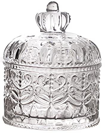 BgnEhRfL Sucrier avec Couvercle sucrier sucrier en Verre rétro européen avec Couvercle en Cristal, boîte de Rangement de Bijoux Polyvalente décorative de Couronne