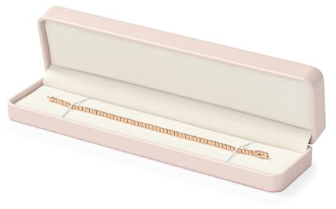 Papten catene lunghe gioielli stoccaggio bracciale collane gioielli scatola gioielli display confezione regalo per San Valentino anniversario (Rosa)