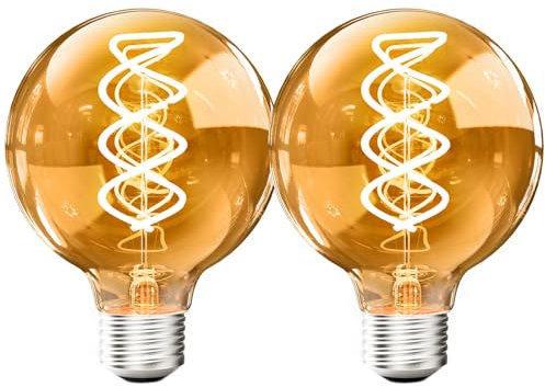 CREATESTAR Ampoules Edison Vintag Dimmable, 4W Edison Vintage ampoule E27, G80 Ampoule Verre Marron 2700K Ampoule à Filament Rétro pour Éclairage de Bar Industriel Nostalgique- Lot de 2