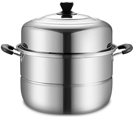 Stainless Steel 2 Layer Thickened Steamer (36CM) - Large Food Grade Steamer for Induction Cooker Gas Stove - Steam/Soup Pot