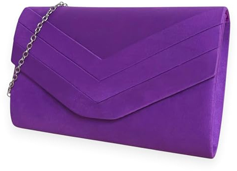 fi9 Elegante bolso de mano de ante para mujer, estilo envolvente, boda, noche, fiesta, bolso de mano | Elegante