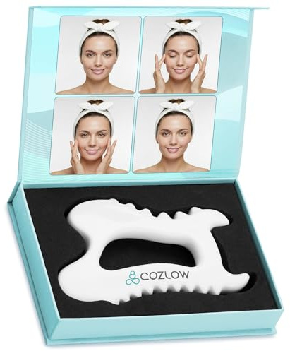 Keramik Gua Sha Massagegerät für Gesicht + Körper – Premium-Muskelkratzer für Lymphdrainage + Faszienmassage – Triggerpunkt-Massagegerät – von Cozlow