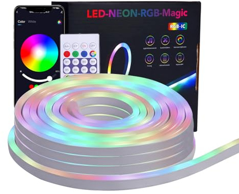 Zividodo Neon LED Strip, 5M Led Streifen, with Application/Remote Control Control,Multiple Modes, LDE Lights Band für Schlafzimmer Wohnzimmer Wanddekoration