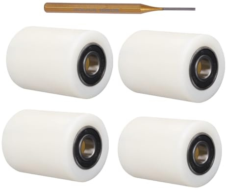 Juego 4 Rodillos para Transpaletas 70x60x20 mm Nylon con Rodamientos 6204-2RS Ruedas para transpaletas + Cincel Instalación Para Transpaleta Industrial
