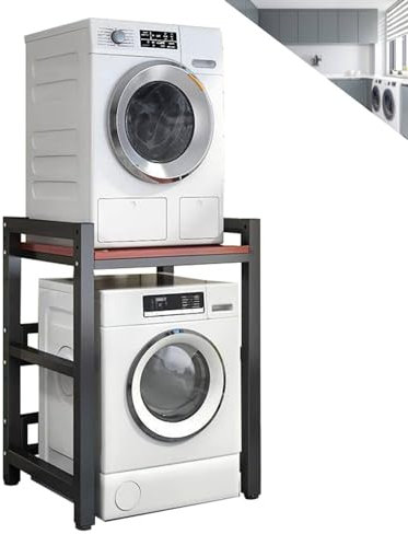 Genérico Soporte de Almacenamiento Ajustable para Lavadora con Capacidad de Carga de 400 kg. Kit de apilamiento para Lavadora y Secadora de Carga Frontal. Solución para Ahorrar Espacio en el Estante