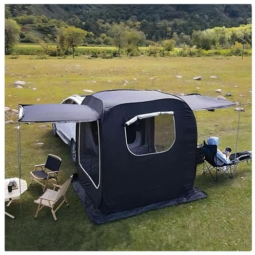 Bakre biltält bakluckstält, popup-biltält baktill, mångsidigt fordonsanslutet campingtält, universell passform, för 3–4 personer (färg: Svart)