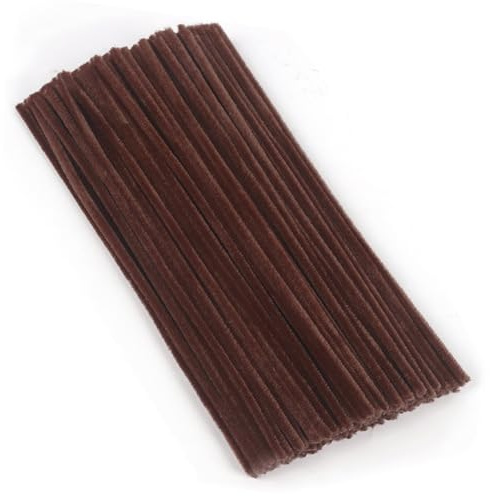 Pfeifenreiniger Dunkelbraun 100 Stück, Pfeifenreiniger zum Basteln 30 cm x 6 mm, Pfeiffenputzerdraht Chenilledraht, Pfeifenputzer Biegeplüsch Basteldraht für DIY Art Craft Projekte, Dekoration