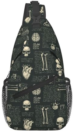 RIORANGE Anatomy Human Skulls Bones Joints Organs Cross Chest Bag Diagonally Hiking Crossbody Bag Travel Shoulder Daypack Lightweight Sling Backpack Cycling Daypacks Fitness Chest Backpacks