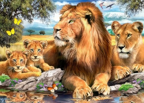 Jigsaw Puzzles for Adults 1000 Piece Lion Family 27.56 x 19.69 Inch Jigsaw Puzzles for Adults Educational Game Challenge Toy 1000 Piece Animal Puzzle for Adult