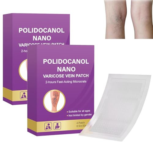 Polidocanol Nano Varicose Vein Patch, Soothing Leg Breathable Care Patches, Nano Patches Against Varicose Veins, Improving Blood Circulation, Skin Body Care, for All Skin Types (2BOX*4PC)