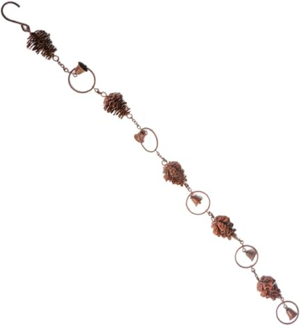 Orivin Chaîne de pluie en forme de pomme de pin, cloche en fer métallique, 105 cm, convient aux gouttières et aux couloirs de bâtiments