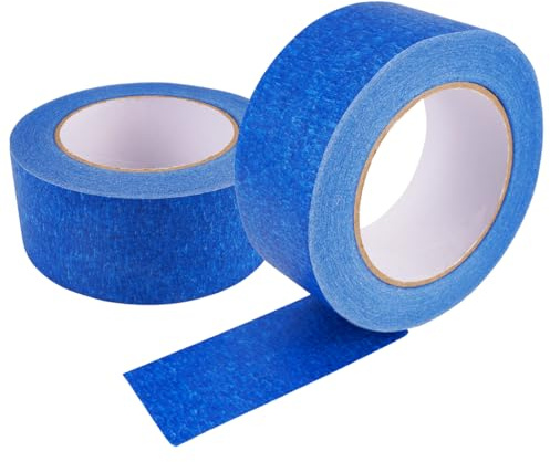 2 Masking Tape, Cinta de Enmascarar Multisuperficie, Cinta Adhesiva Azul para Pintores, Painter’s Tape, Papel Washi Fácil para Decoración Del Hogar, Creación de Cuadros, DIY, de Retirar Sin Residuos